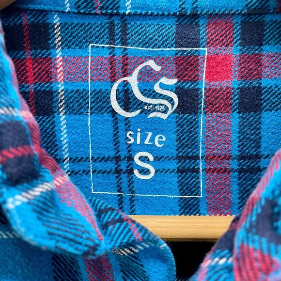Vintage 90s Plaid Flannel Shirt Mens Small Womens Medium Plaid Flannel Blue Red - Picture 4 of 16
